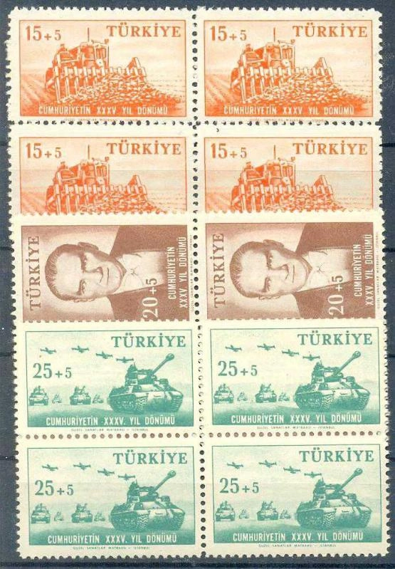 1958 CUMHURİYET İN KURULUŞUNUN 35. YILI DÖRTLÜ MNH BLOK