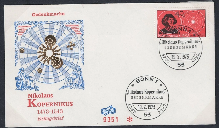 Almanya 1973 Uzay Astronomi Nicolas Copernicus FDC