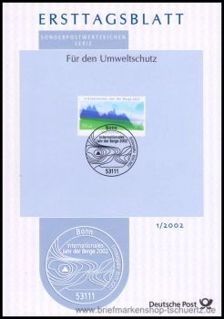 Almanya ETB 1/2002 – Für den Umweltschutz (Uluslararası Dağlar Yılı)