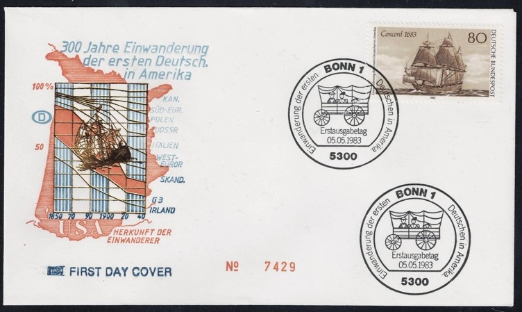 Almanya 1983 Amerika’da Göçmenlik FDC, Bonn