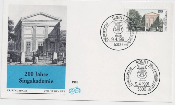 Almanya 1991 200. yıl Sing-Akademie, Berlin FDC