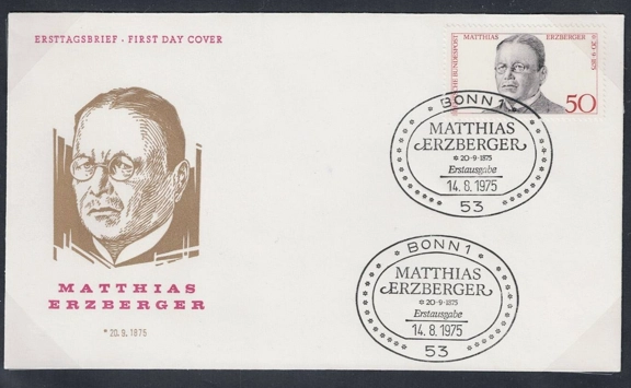 Almanya 1975 Matthias Erzberger’in 100. doğum günü FDC
