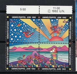 BM Viyana 1992 Dünya Zirvesi Peter Max Yazıt Plakası Blok MNH