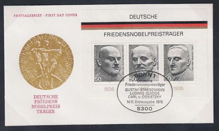  Almanya 1975 Alman Nobel Barış Ödülü Sahipleri Blok FDC