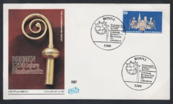 Almanya 1987 Bremen’in piskoposluğa yükselmesinin 1200. yıldönümü FDC