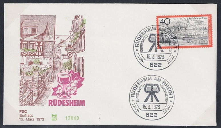 Almanya 1973 Turizm: Rudesheim FDC
