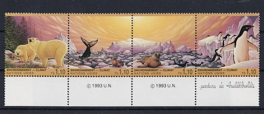 BM Cenevre 1993 Birleşmiş Milletler 1993 “Çevre — İklim” kutup temalı pullar