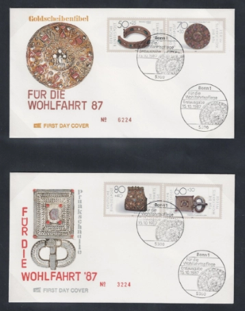 Almanya 1987 Altın ve Gümüş Takı 1987 (FDC çifti)
