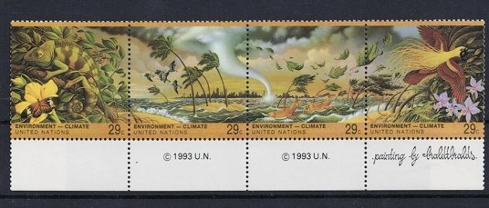 Birleşmiş Milletler New York 1993 “Çevre — İklim” temalı dört pul Mnh