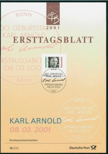 Almanya ETB, Ersttagsblatt 13/2001 – 100. Doğum Yılı Karl Arnold