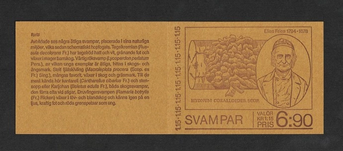  İsveç 1978 Yenilebilir Mantarlar Komple Pul Kitapçığı Facit H310 (MNH)