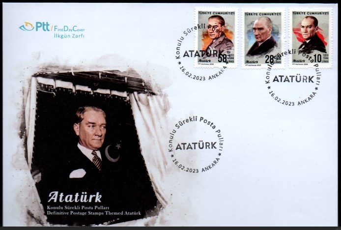 2023 ATATÜRK KONULU SÜREKLİ POSTA PULLARI FDC
