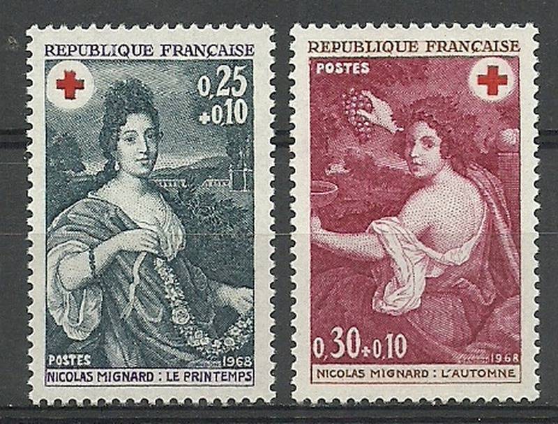 FRANSA 1968 Kızıl Haç, Yardım Pulları