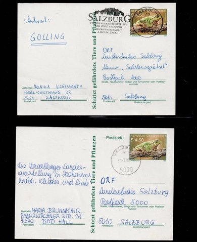 1980’ler Avusturya – “Schützt gefährdete Tiere und Pflanzen” Çevre Kampanyası Kartpostalları
