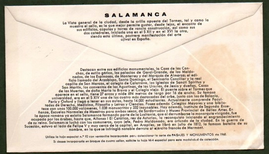 İspanya 1968 Salamanca FDC