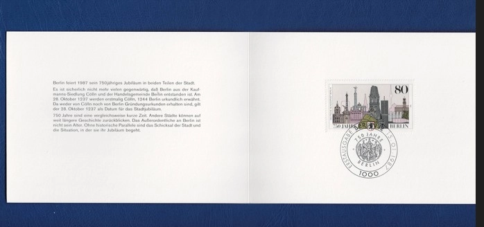 1987 Berlin 750. Yıl Anma Pulu – Tarihi Mimariler ve Özel Damga Koleksiyonluk