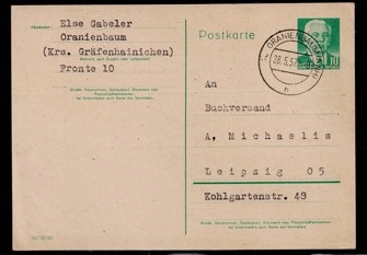 1957 Oranienbaum – Almanya Kitap Sipariş Kartpostalları (Ön & Arka Yüz Seti)