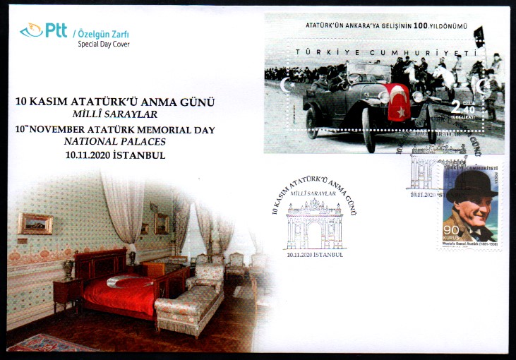 2020 10 KASIM ATATÜRKÜ ANMA GÜNÜ MİLLİ SARAYLAR ÖZEL GÜN ZARFI