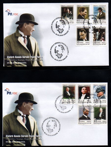 2009 ATATÜRK KONULU SÜREKLİ SERİ 2 ZARF FDC