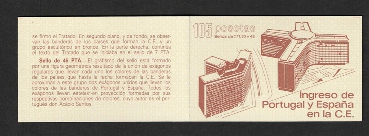 İspanya 1986 Avrupa Topluluğu’na Giriş Komple Pul Karnesi Mnh