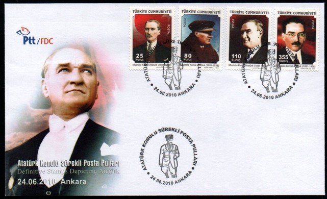 2010 ATATÜRK KONULU SÜREKLİ POSTA PULLARI FDC