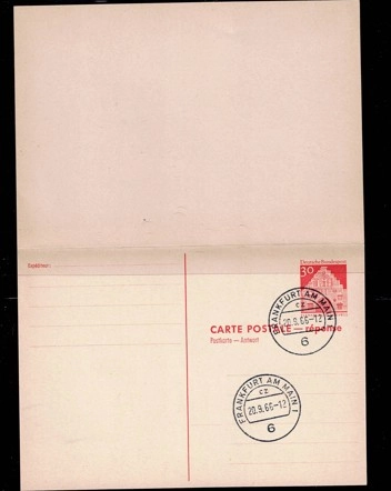 1966 Frankfurt – Almanya Önceden Ödenmiş Yanıt Kartpostalı