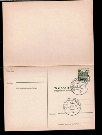 1960’lar Frankfurt – Almanya Önceden Ödenmiş Yanıt Kartları Serisi (Ön & Arka Yüz)