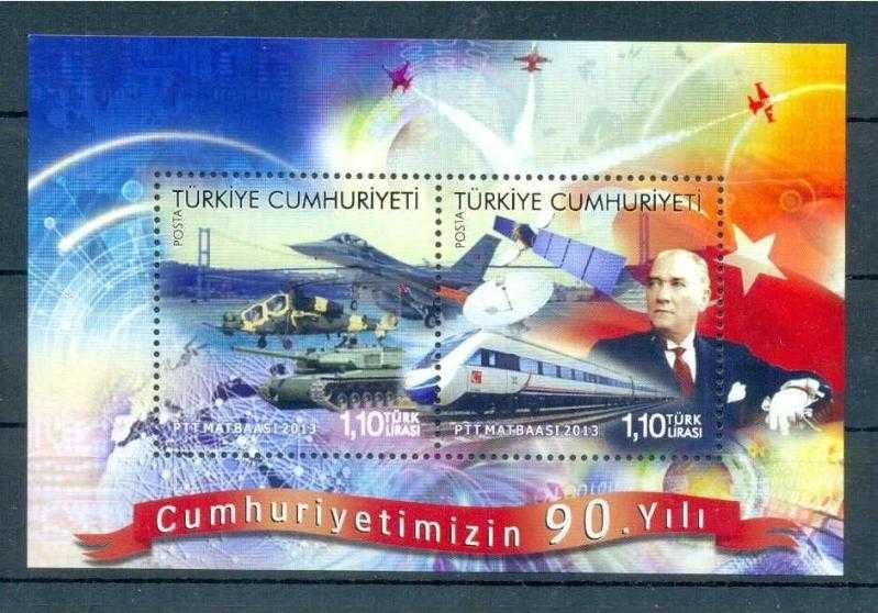 2013 CUMHURİYETİMİZİN 90. YILI MNH BLOK