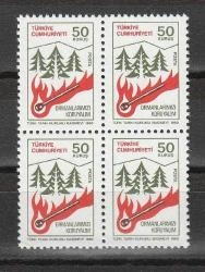 1980 ORMAN KONULU SÜREKLİ SERİ 4’LÜ BLOK MNH