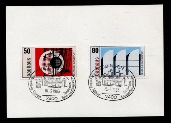 1983 Tübingen – Bauhaus Özel Damgalı Alman Pulları (50 Pf + 80 Pf)