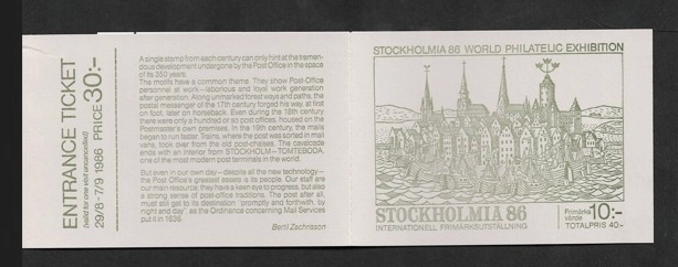 İsveç 1986 Stockholmia 86 Giriş Biletli Komple Pul Kitapçığı (MNH)