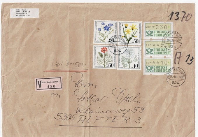 Deutsche Bundespost Wertbrief: 1981 Almanya’dan Postadan Geçmiş Sigortalı Zarf