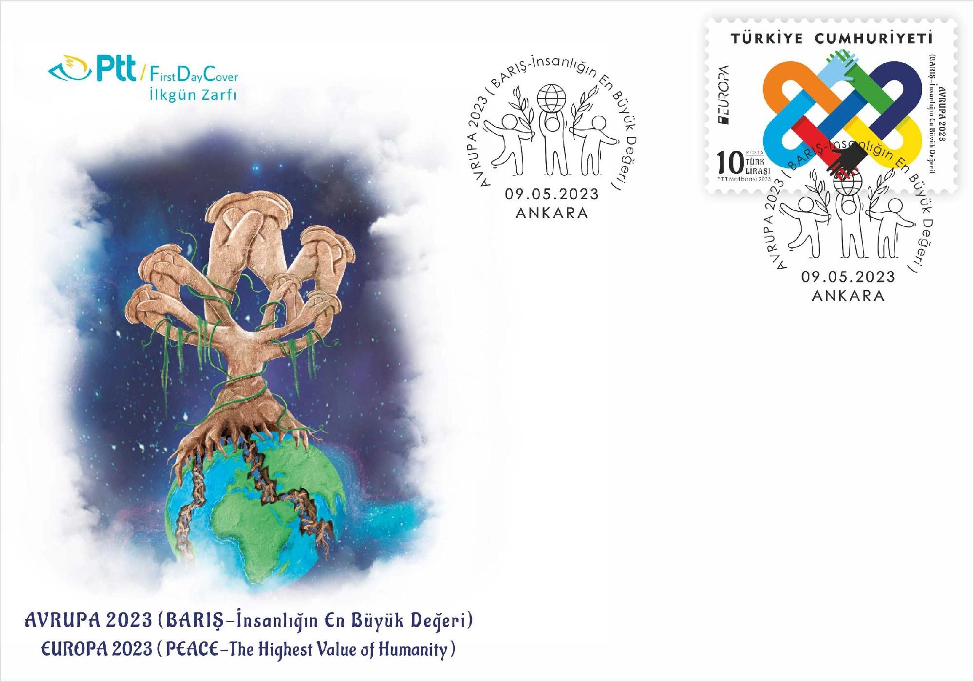2023 AVRUPA 2023 (BARIŞ-İNSANLIĞIN EN BÜYÜK DEĞERİ) FDC