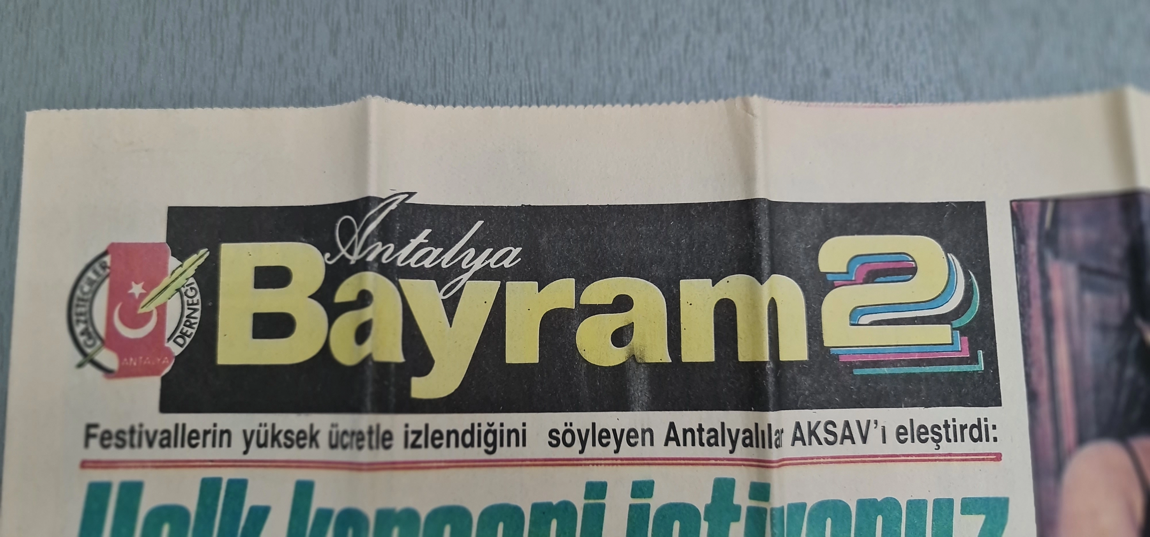 ANTALYA BAYRAM GAZETESİ VE BAYRAM 2 EKİ, 1988