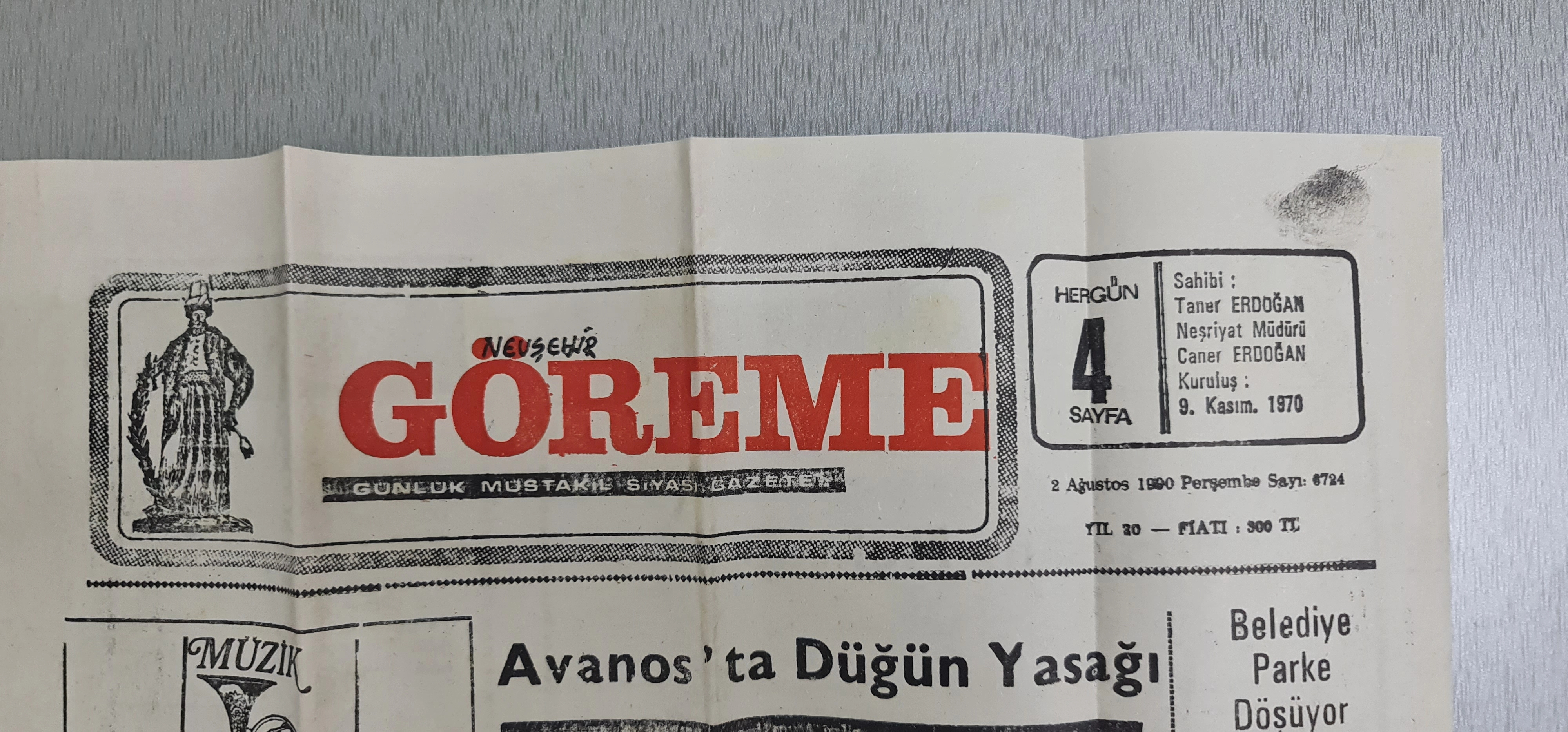 GÖREME GAZETESİ, NEVŞEHİR 1990