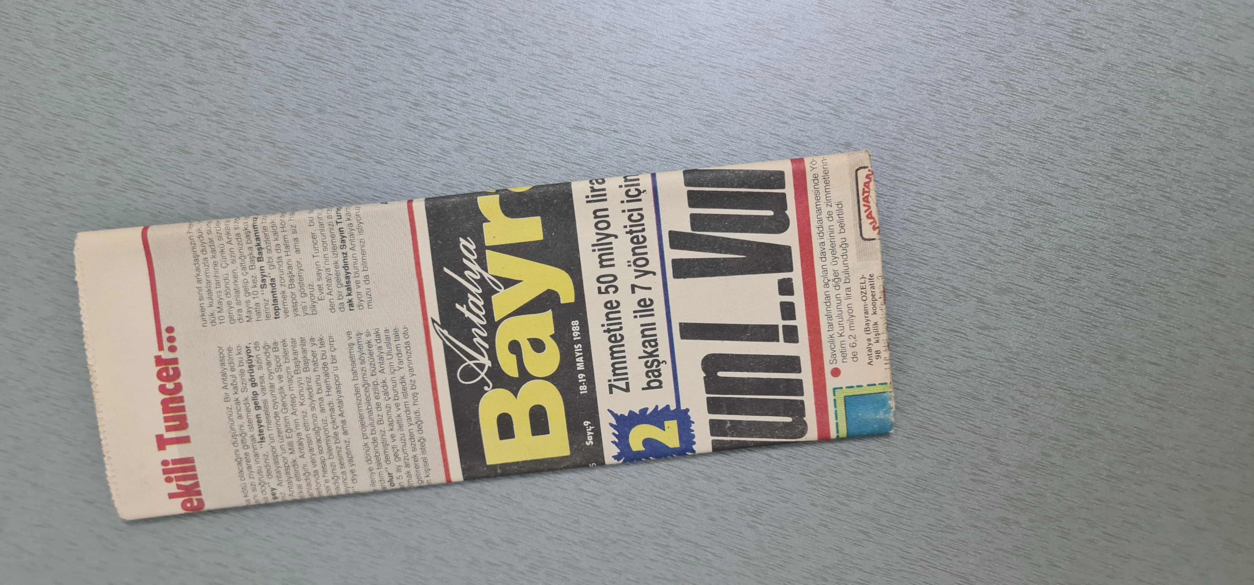 ANTALYA BAYRAM GAZETESİ VE BAYRAM 2 EKİ, 1988