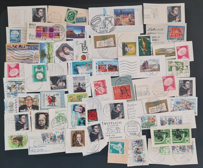 Damgalı Alman Posta Pulları Lotu - Sanat ve Teknik Temalı Fragmanlar