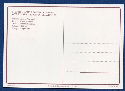 1981 Avusturya Rehabilitasyon Konferansı Maximum Kartı