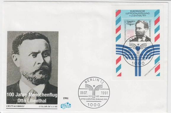 Almanya 1991 Avrupa Hava Posta Sergisi LILIENTHAL ’91, Dresden FDC
