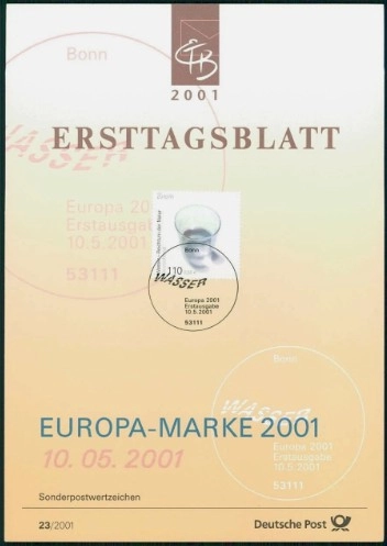 Almanya ETB, Ersttagsblatt 23/2001 – Europa-Marke 2001: Wasser