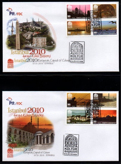 2010 İSTANBUL AVRUPA KÜLTÜR BAŞKENTİ 4 ADET ZARF FDC