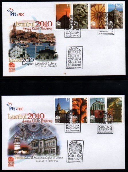 2010 İSTANBUL AVRUPA KÜLTÜR BAŞKENTİ 4 ADET ZARF FDC