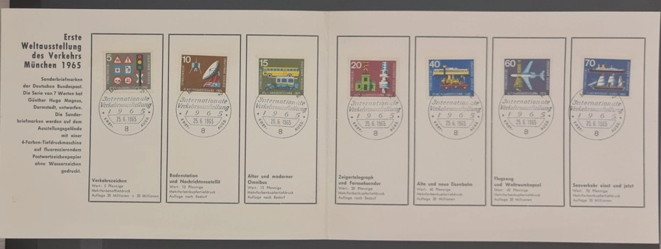 1965 Münih Uluslararası Ulaşım Sergisi – Deutsche Bundespost Özel Seri Pulları 