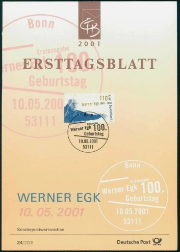 Almanya ETB, Ersttagsblatt 24/2001 – 100. Doğum Yılı Werner Egk