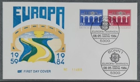 Almanya 1984 Europa Cept, Köprüler FDC, Bonn 