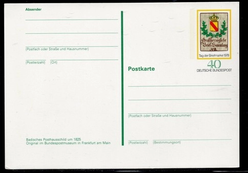 1978 Almanya – “Tag der Briefmarke” (Pul Günü) anma kartpostalı