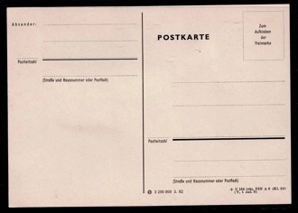 1970’ler Almanya – Basılı Posta Kartı Şablonu (Boş, Damgasız)