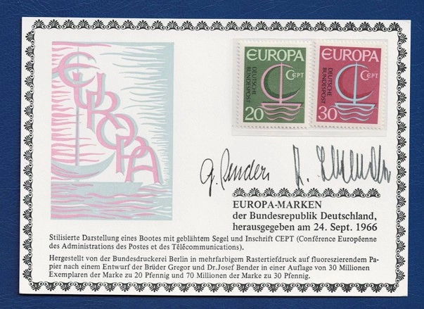 1966 EUROPA CEPT Serisi – Deutsche Bundespost Pulları Kart + Havitli Pullar