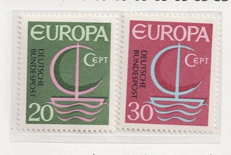 1966 EUROPA CEPT Serisi – Deutsche Bundespost Pulları Kart + Havitli Pullar