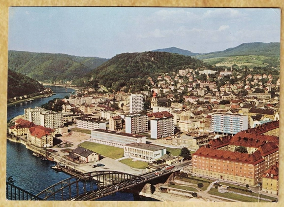 Děčín & Elbe Nehri Manzarası Kartpostalı